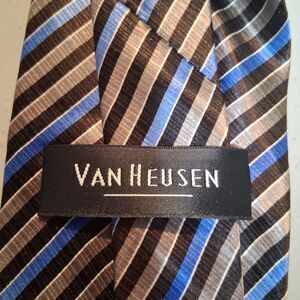 Van Heuson Men's Silk Tie Diagonal Stripe 58” X 4"